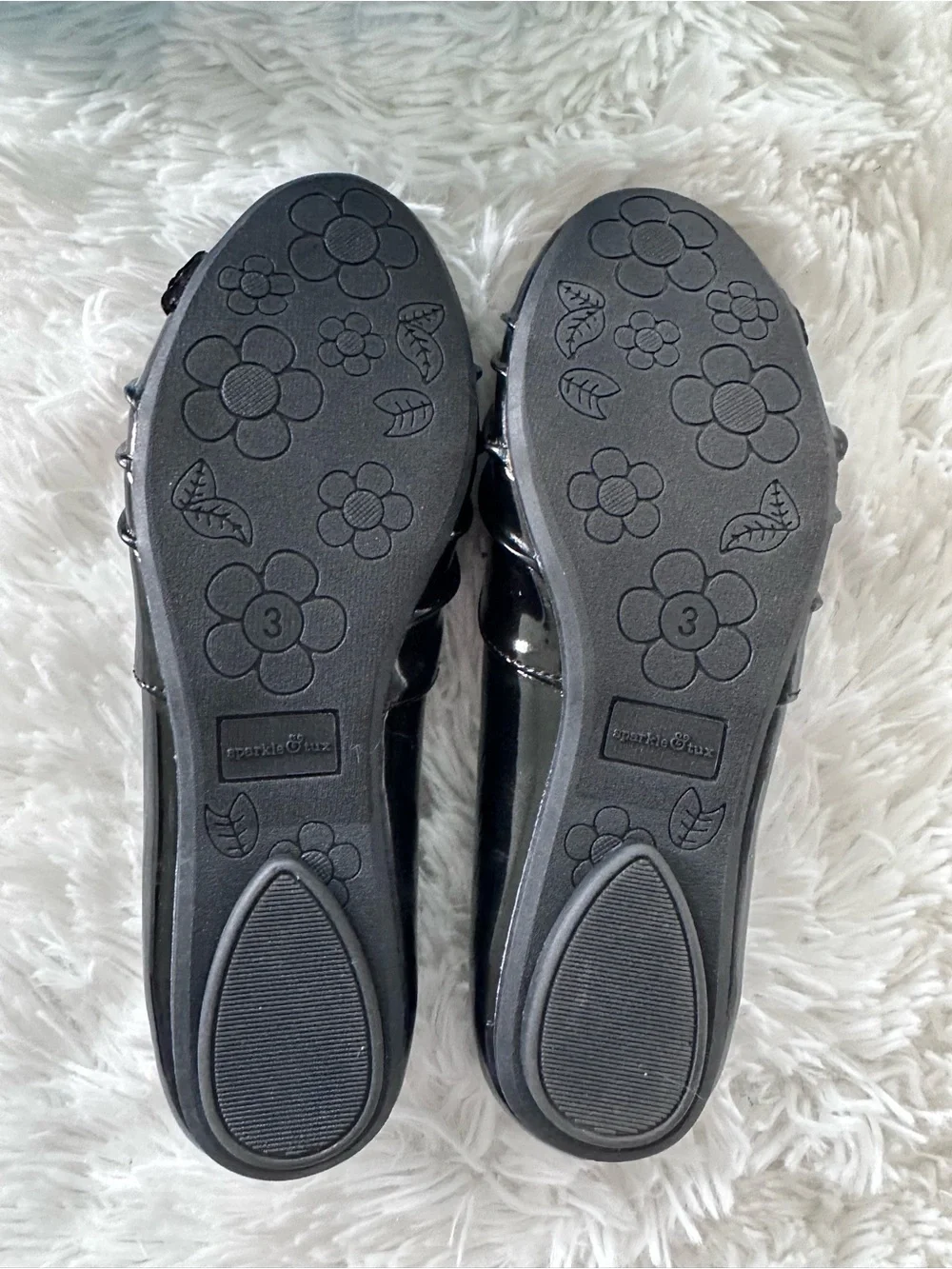 NEW Black Bow-Accent Girls Ballet Flats size 3